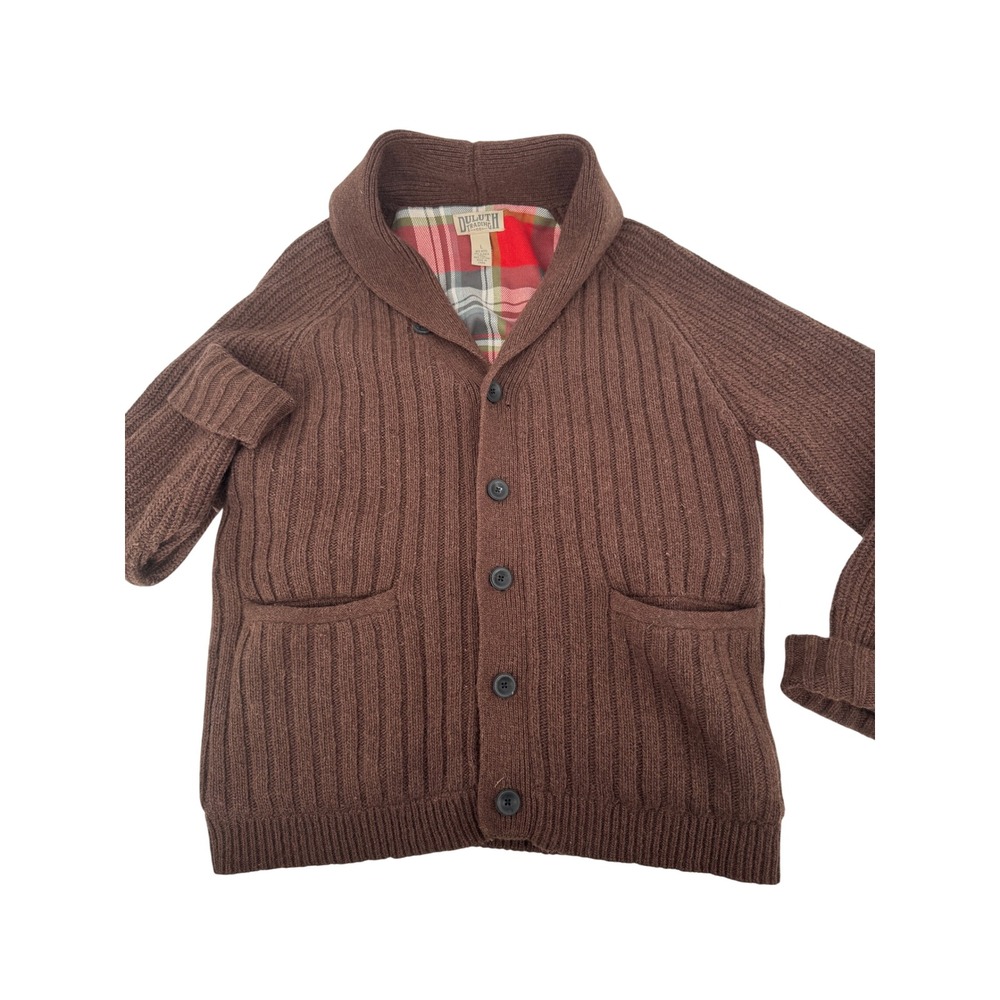 Duluth Trading Co Alpaca Shawl Collar Cardigan Sweater Mens Large Brown Wool